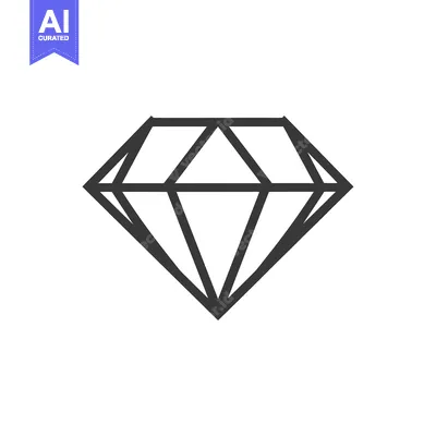 Aset premium populer: Black and white outline of a diamond gem