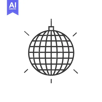 Aset desain premium: Black and White Outline of a Disco Ball
