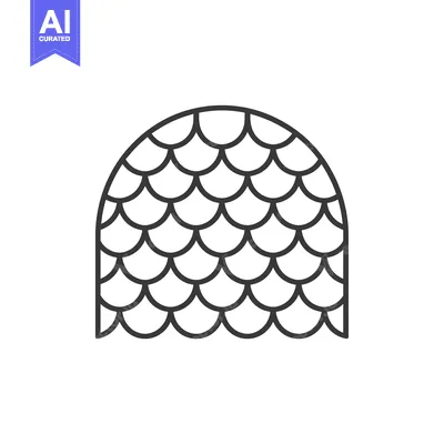 Aset desain premium: Black and White Outline of a Fish Scale Pattern