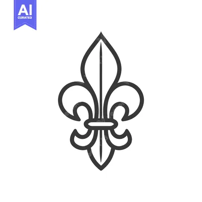 Aset desain premium: Black and white outline of a fleur-de-lis