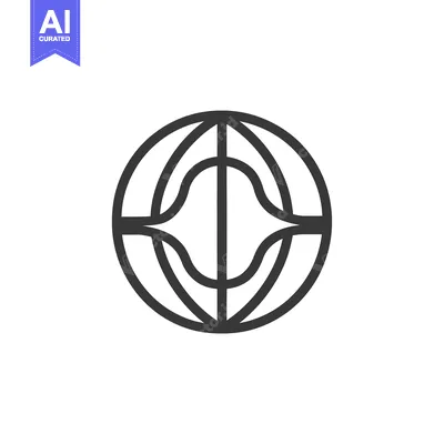 Aset desain premium: Black and White Outline of a Globe with a Gap in the Middle