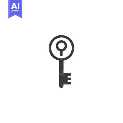 Aset premium populer: Black and White Outline of a Key with a Circular Keyhole