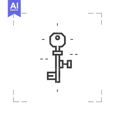 Aset premium populer: Black and white outline of a key with a square keyhole