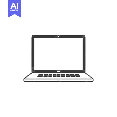 Aset desain premium: Black and White Outline of a Laptop Computer