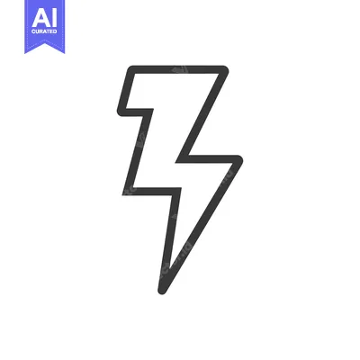 Premium design asset: Black and White Outline of a Lightning Bolt