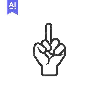 Aset premium populer: Black and White Outline of a Middle Finger Gesture