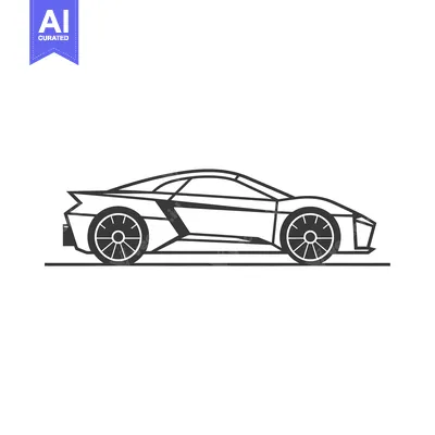 Aset premium populer: Black and White Outline of a Modern Sports Car