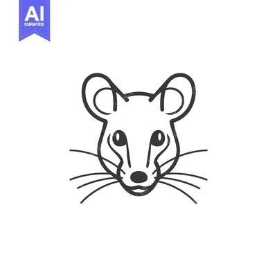Aset premium populer: Black and White Outline of a Mouse Face with Whiskers