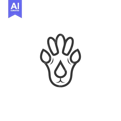 Aset premium populer: Black and White Outline of Animal Paw Print with Nose