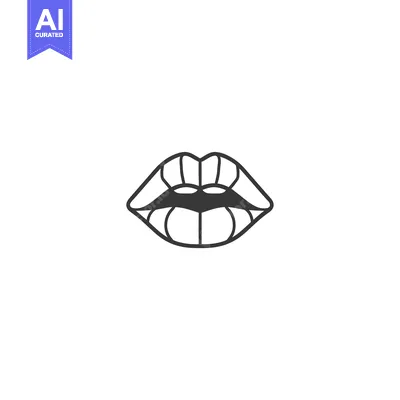 Aset premium populer: Black and White Outline of a Pair of Lips