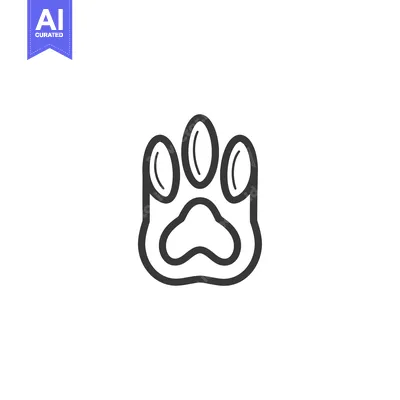 Aset premium populer: Black and White Outline of a Paw Print