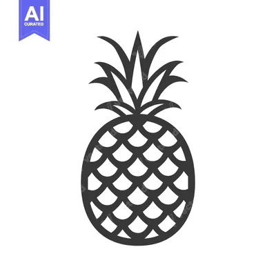 Aset desain premium: Black and White Outline of a Pineapple