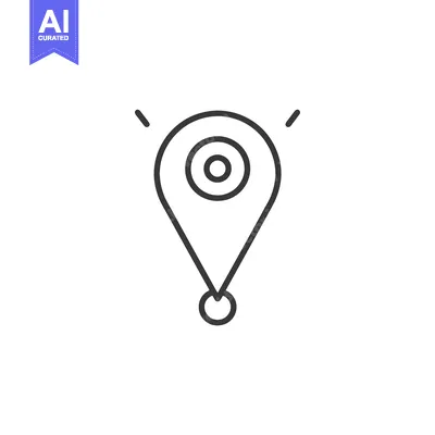 Aset premium populer: Black and White Outline of a Pin with a Circle Inside