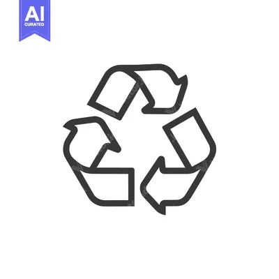Aset desain premium: Black and White Outline of a Recycle Symbol