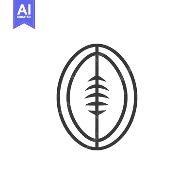Aset premium populer: Black and white outline of a rugby ball