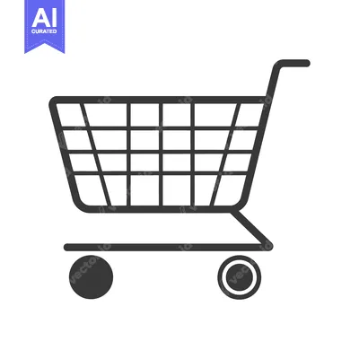 Premium design asset: Black and White Outline of a Shopping Cart