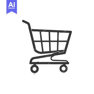 Aset desain premium: Black and White Outline of a Shopping Cart with Two Wheels