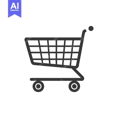 Premium design asset: Black and White Outline of a Shopping Cart with Two Wheels