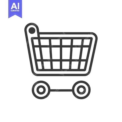 Aset desain premium: Black and white outline of a shopping cart with two wheels