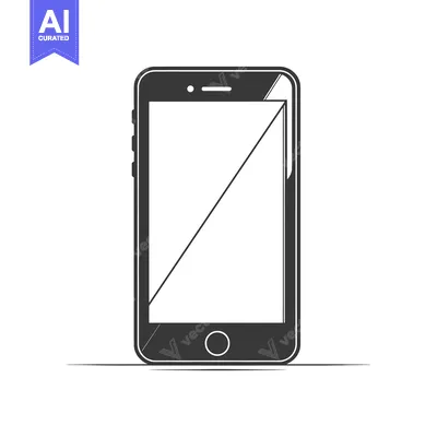 Aset desain premium: Black and White Outline of a Smartphone