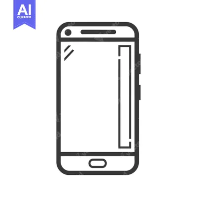 Aset premium populer: Black and White Outline of a Smartphone with a Home Button