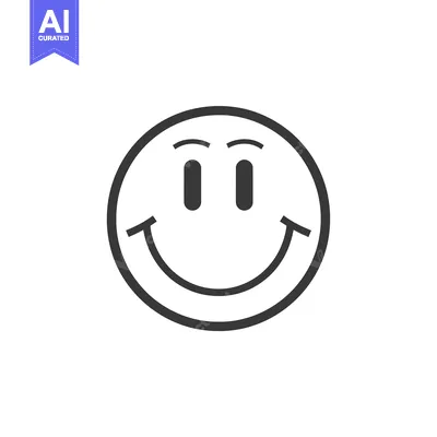 Aset premium populer: Black and White Outline of a Smiling Face with Eyes