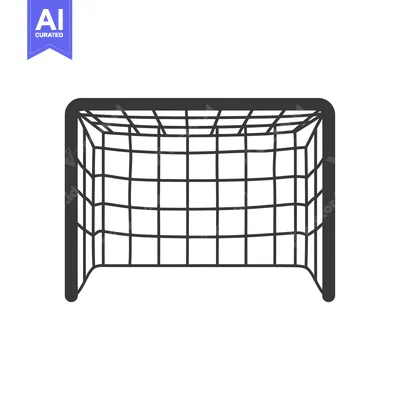 Aset desain premium: Black and White Outline of a Soccer Goal