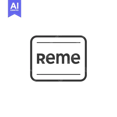Aset desain premium: Black and white outline of a square with "Reme" inside
