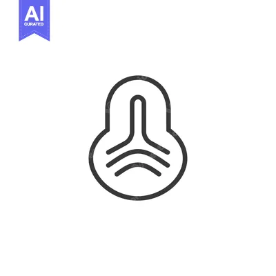 Premium design asset: Black and White Outline of a Stylized Bell Shape with Curved Lines Ins