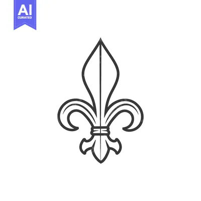 Popular premium asset: Black and white outline of a stylized fleur-de-lis