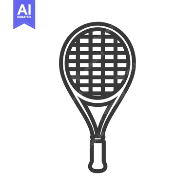 Premium design asset: Black and White Outline of a Tennis Racquet