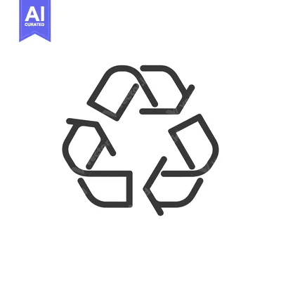 Black and white outline of a universal recycling symbol