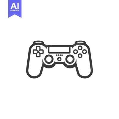 Aset desain premium: Black and White Outline of a Video Game Controller