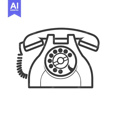 Aset premium populer: Black and White Outline of a Vintage Rotary Phone