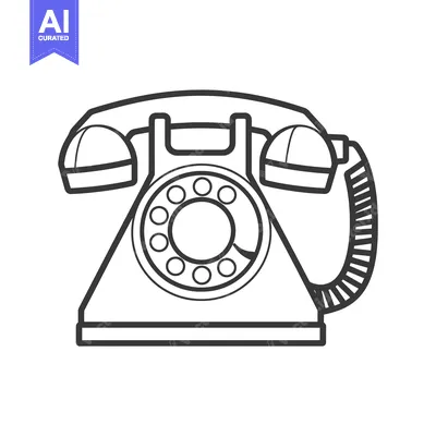 Popular premium asset: Black and White Outline of a Vintage Rotary Phone
