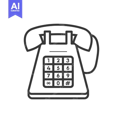 Aset premium populer: Black and White Outline of a Vintage Rotary Phone