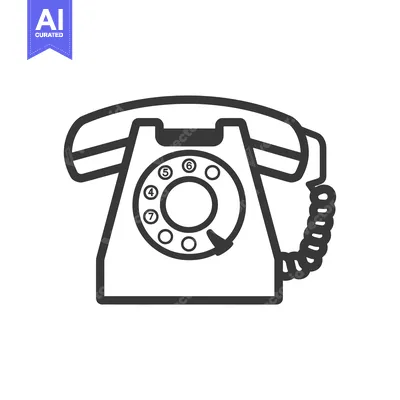 Popular premium asset: Black and White Outline of a Vintage Rotary Phone