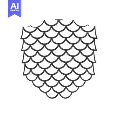 Aset desain premium: Black and White Outline of Fish Scales