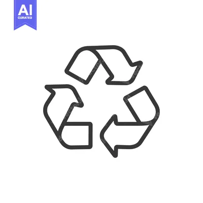 Aset desain premium: Black and white outline of the universal recycling symbol
