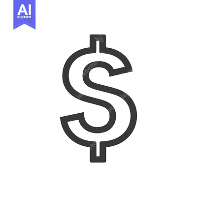 Aset desain premium: Black and white outline of the US dollar sign