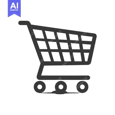 Aset desain premium: Black and White Outline Shopping Cart Icon
