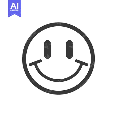 Aset premium populer: Black and White Outline Smiley Face Icon
