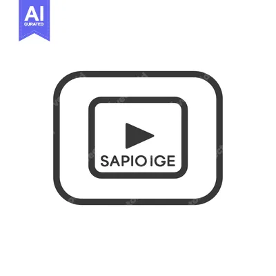 Aset desain premium: Black and White Play Button with "Sapioige" Text