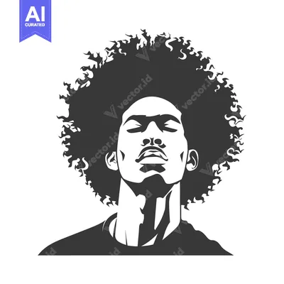 Popular premium asset: Black and White Portrait of a Man with Afro Hair