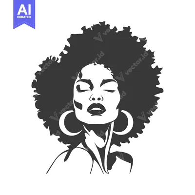 Aset desain premium: Black and White Portrait of a Woman with an Afro