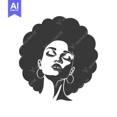 Aset premium populer: Black and White Portrait of a Woman with an Afro