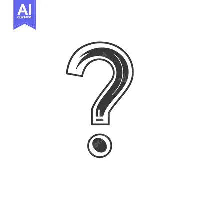 Black and White Question Mark Icon with Dot Below
