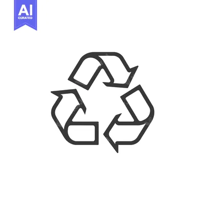 Aset desain premium: Black and White Recycle Symbol with Three Arrows