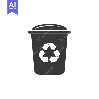 Aset premium populer: Black and White Recycling Bin Icon with Recycle Symbol