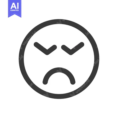 Aset desain premium: Black and White Sad Emoji Icon